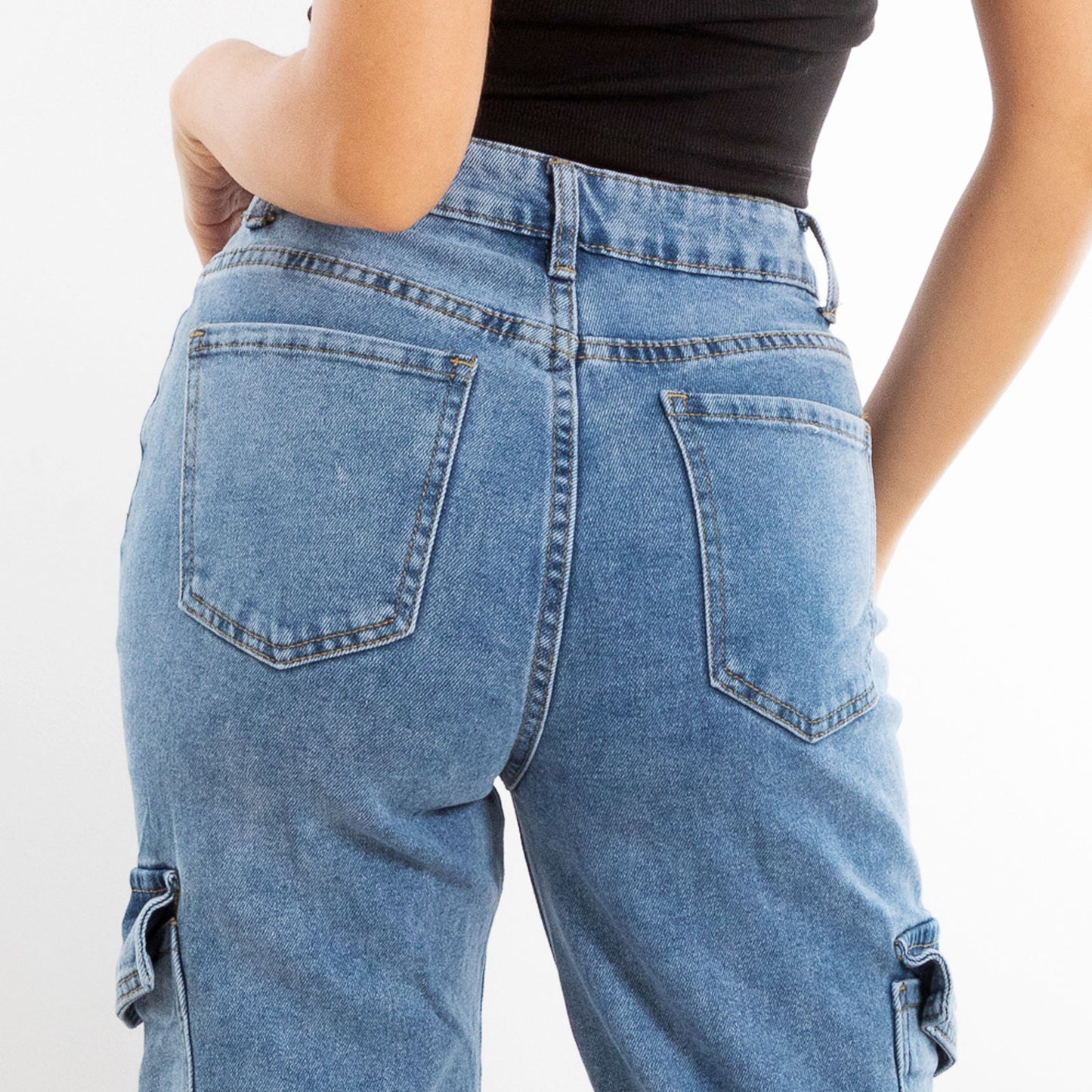 toocool jeans donna cargo tasche palazzo bootcut vita alta 2mt265