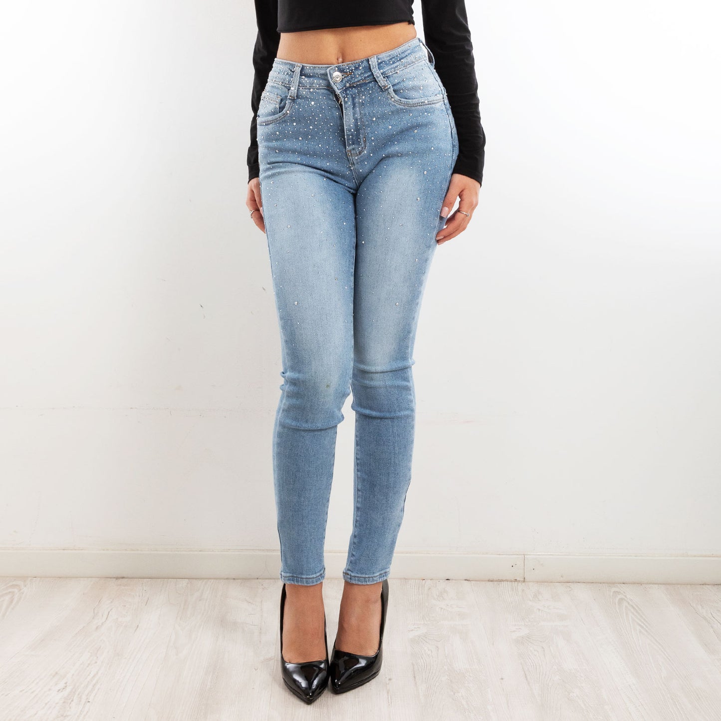 toocool jeans pantaloni skinny strass push up cy 1106