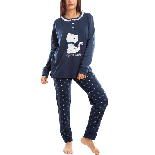 toocool pigiama donna invernale felpato gatto caldo cotoneq2078