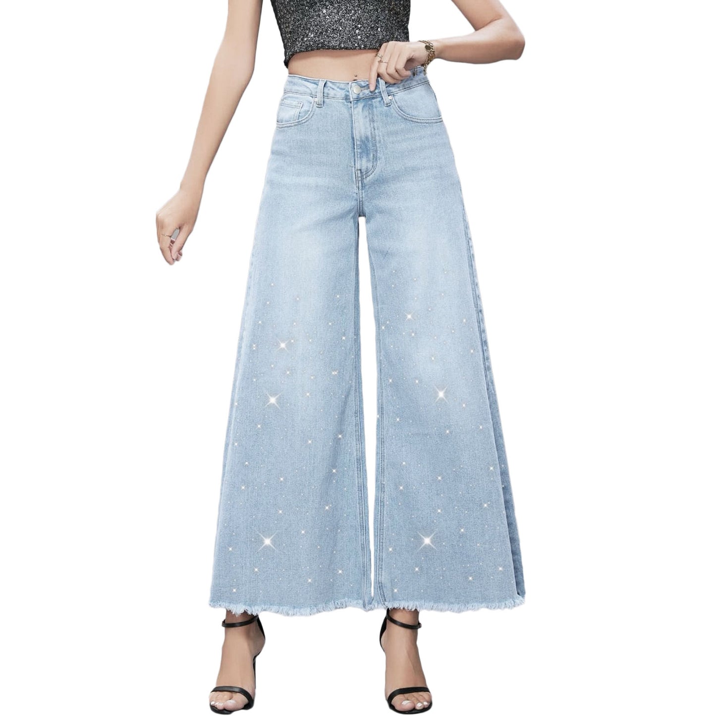 toocool jeans donna pantaloni campana zampa flare strass fx1243