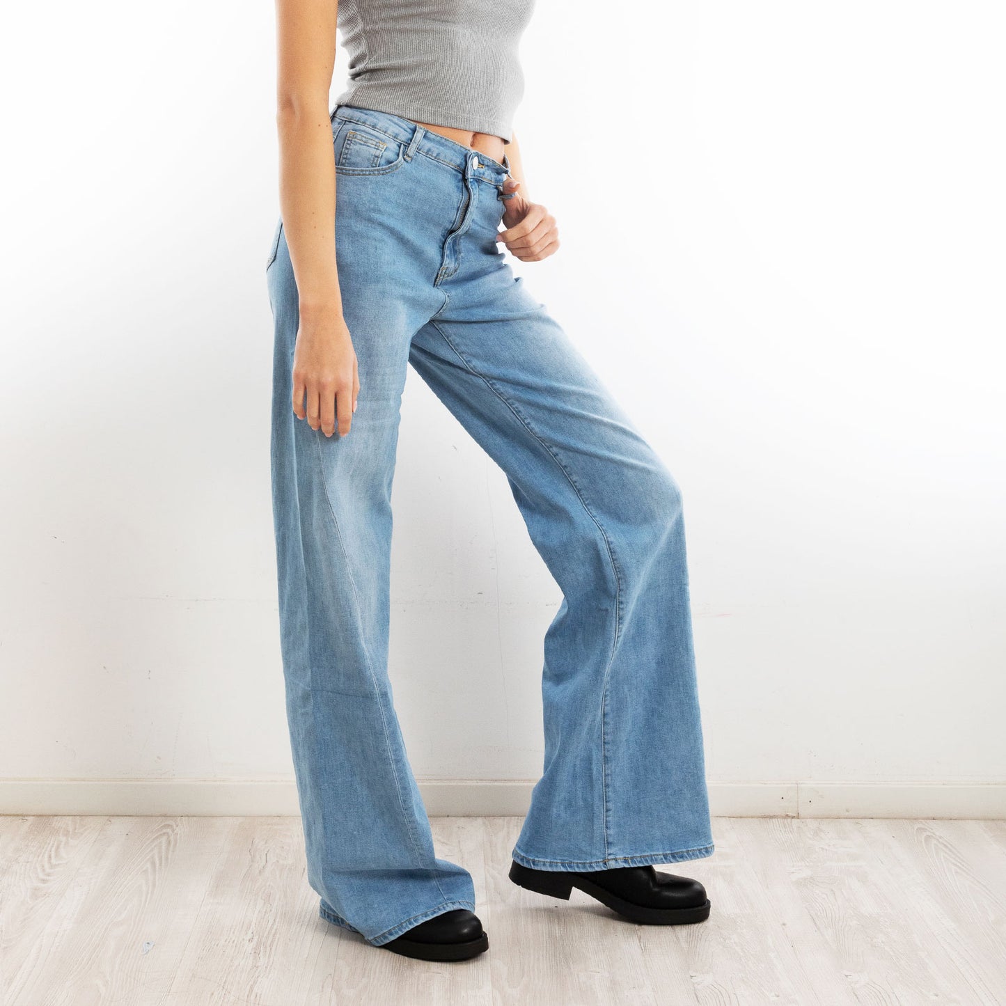 toocool jeans donna flare zampa vita alta cucitura storta fx240320