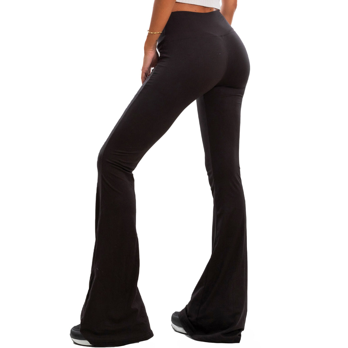 Pantaloni donna zampa flare campana fitness tuta basic sportivi H908