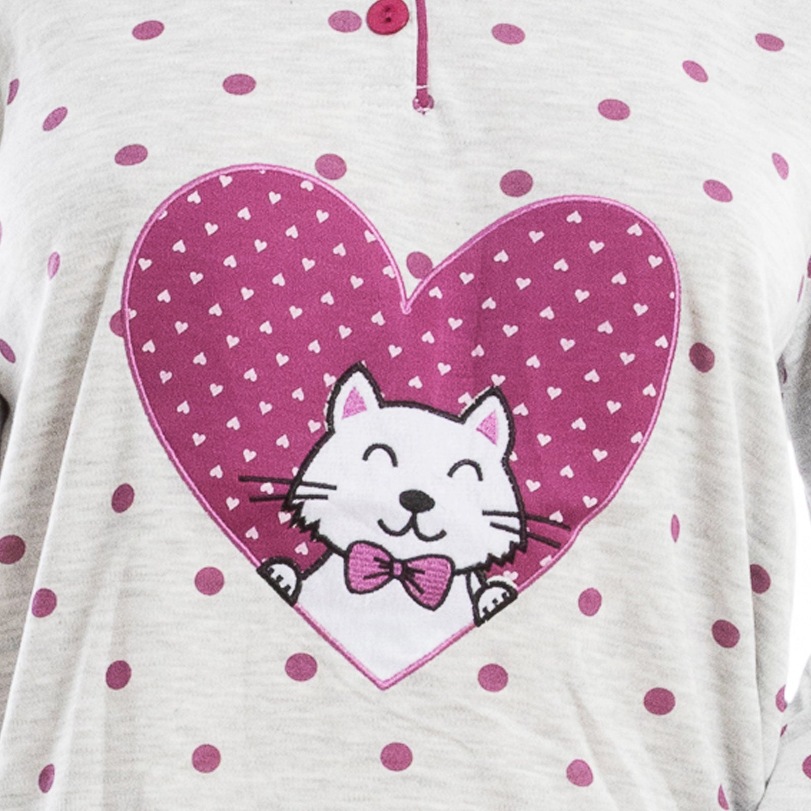 toocool pigiama donna invernale felpato gatto pois caldo cotone q2076