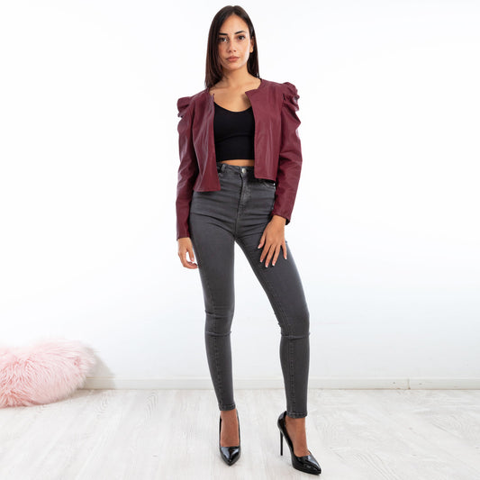 toocool giacca bolero simil pelle maniche sbuffo toocool vi 3010