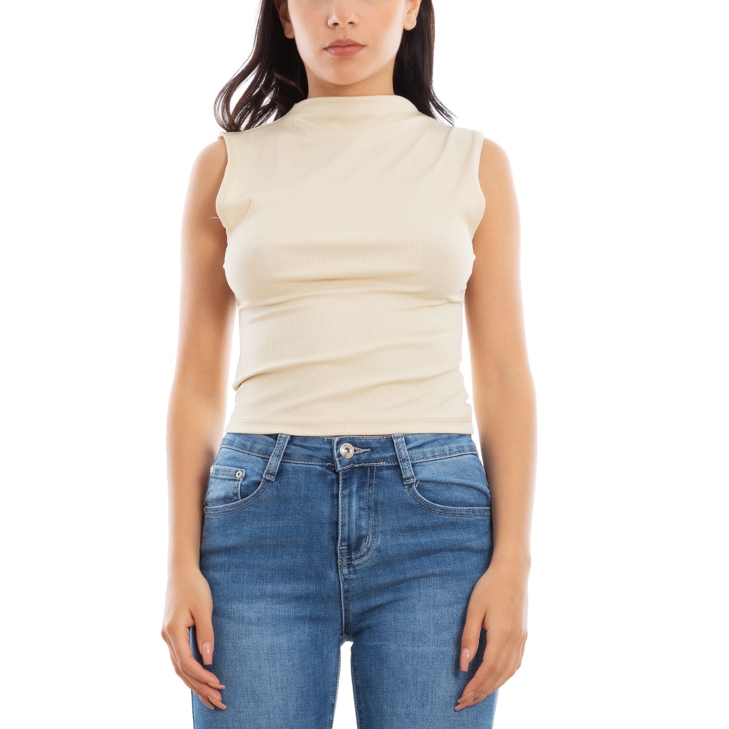 toocool top donna corto costine smanicato elasticizzato vi 5033
