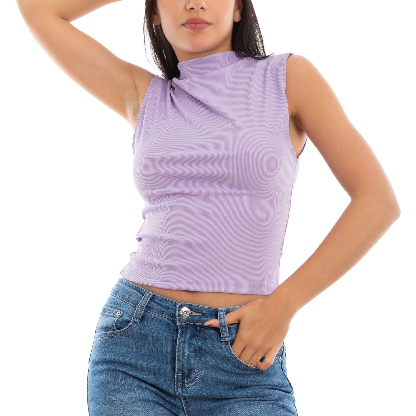 toocool top donna corto costine smanicato elasticizzato vi 5033