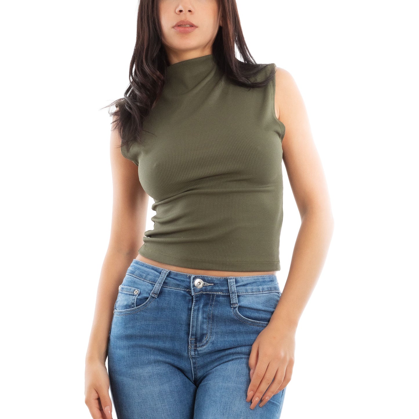 toocool top donna corto costine smanicato elasticizzato vi 5033