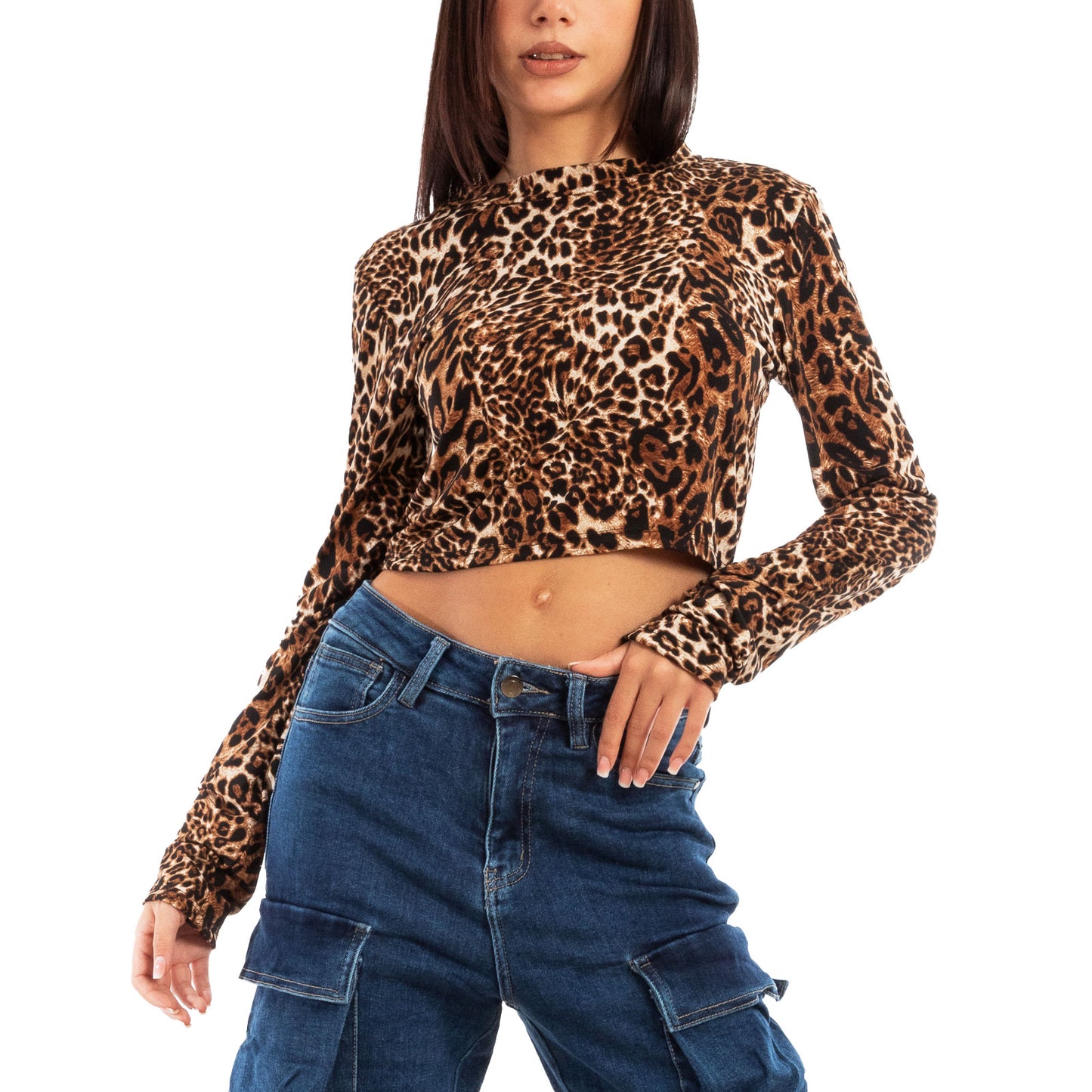 toocool top donna maniche lunghe leopardato zebrato vi 5087