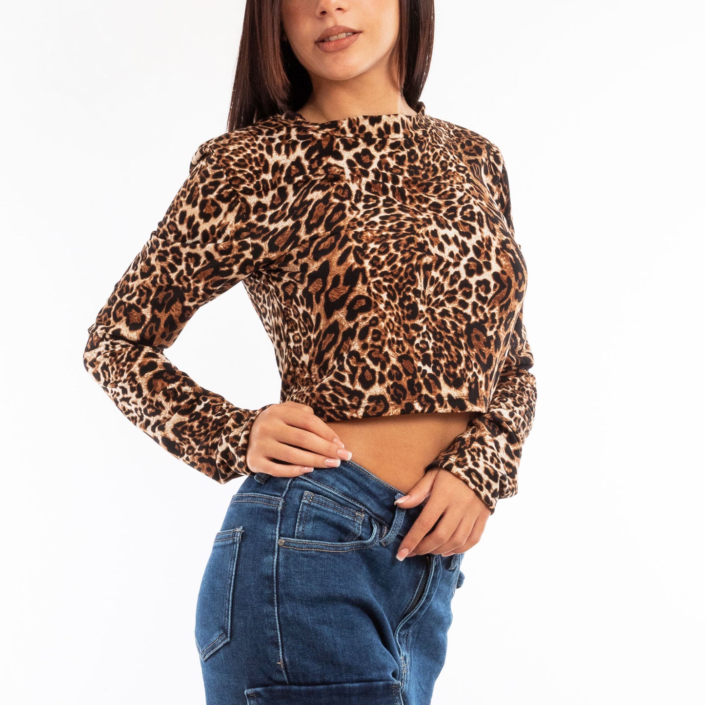toocool top donna maniche lunghe leopardato zebrato vi 5087
