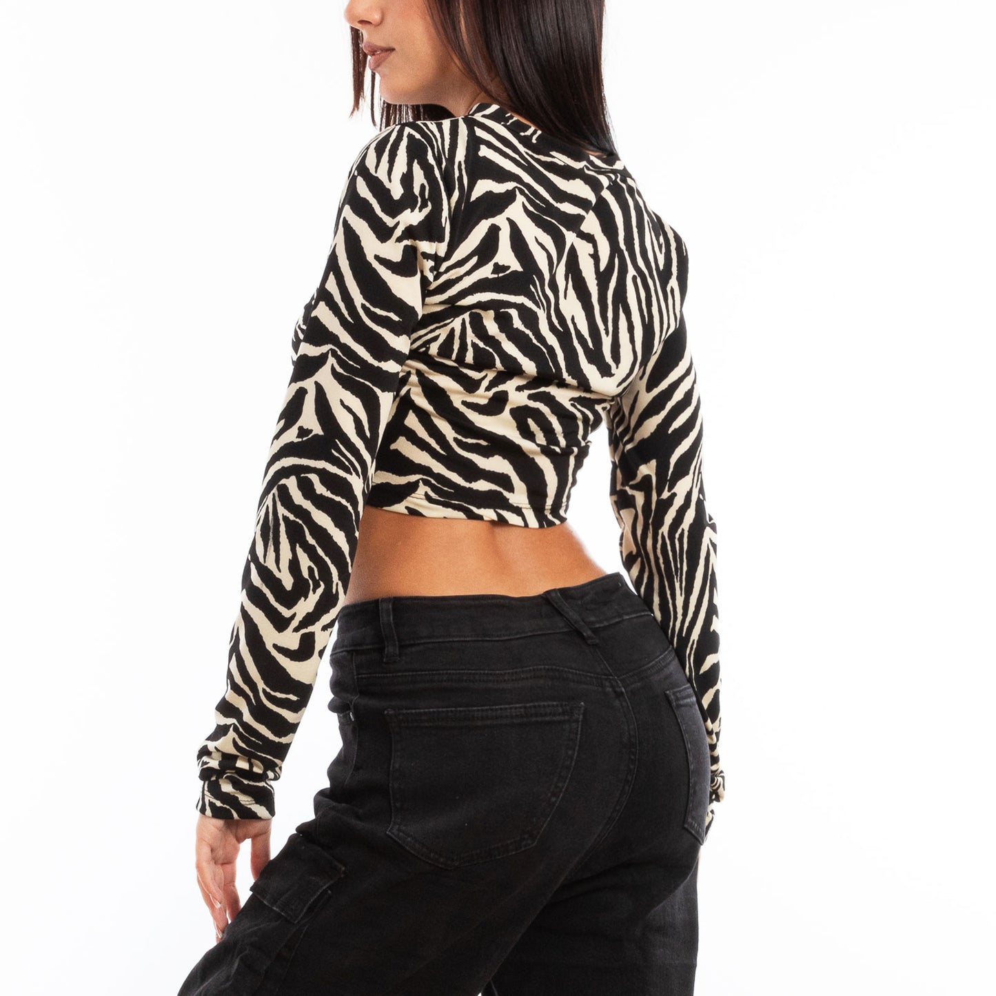 toocool top donna maniche lunghe leopardato zebrato vi 5087