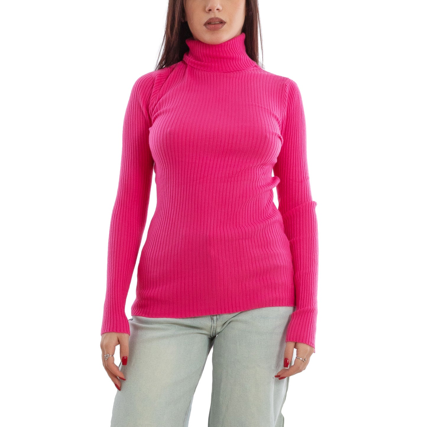 toocool maglione donna maglia a costine dolcevita collo alto vi 6880