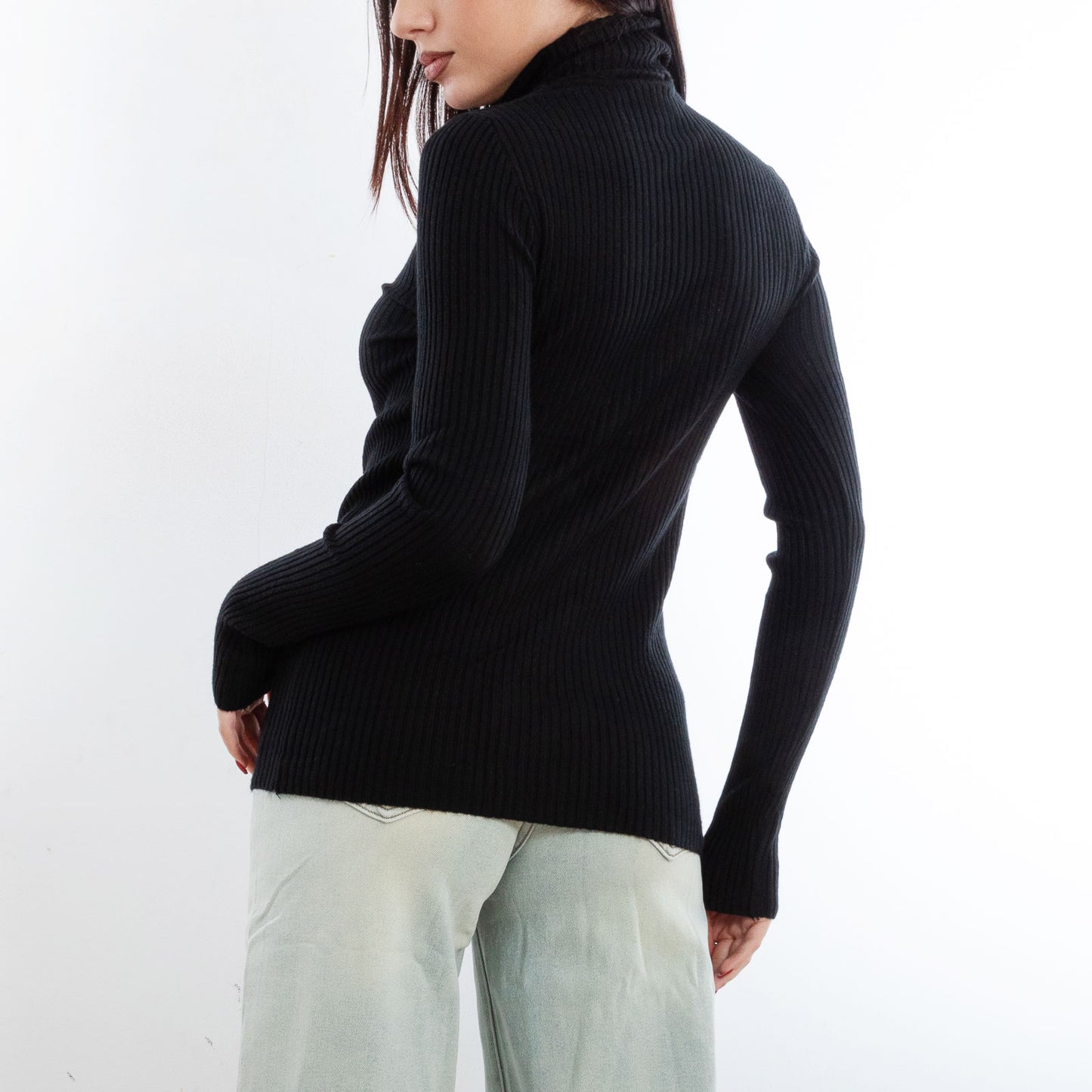 toocool maglione donna maglia a costine dolcevita collo alto vi 6880