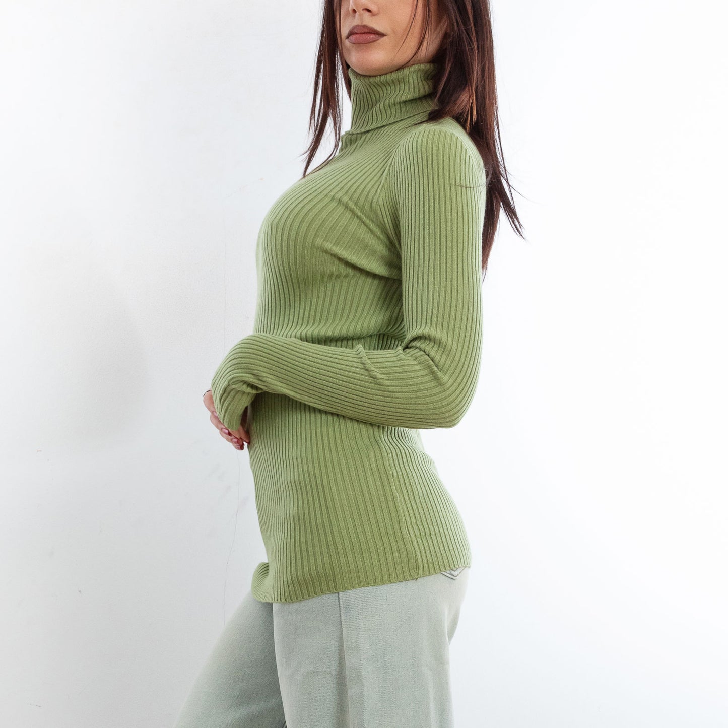 toocool maglione donna maglia a costine dolcevita collo alto vi 6880