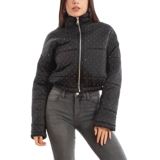 toocool piumino donna invernale corto giacca crop strass vi 8540