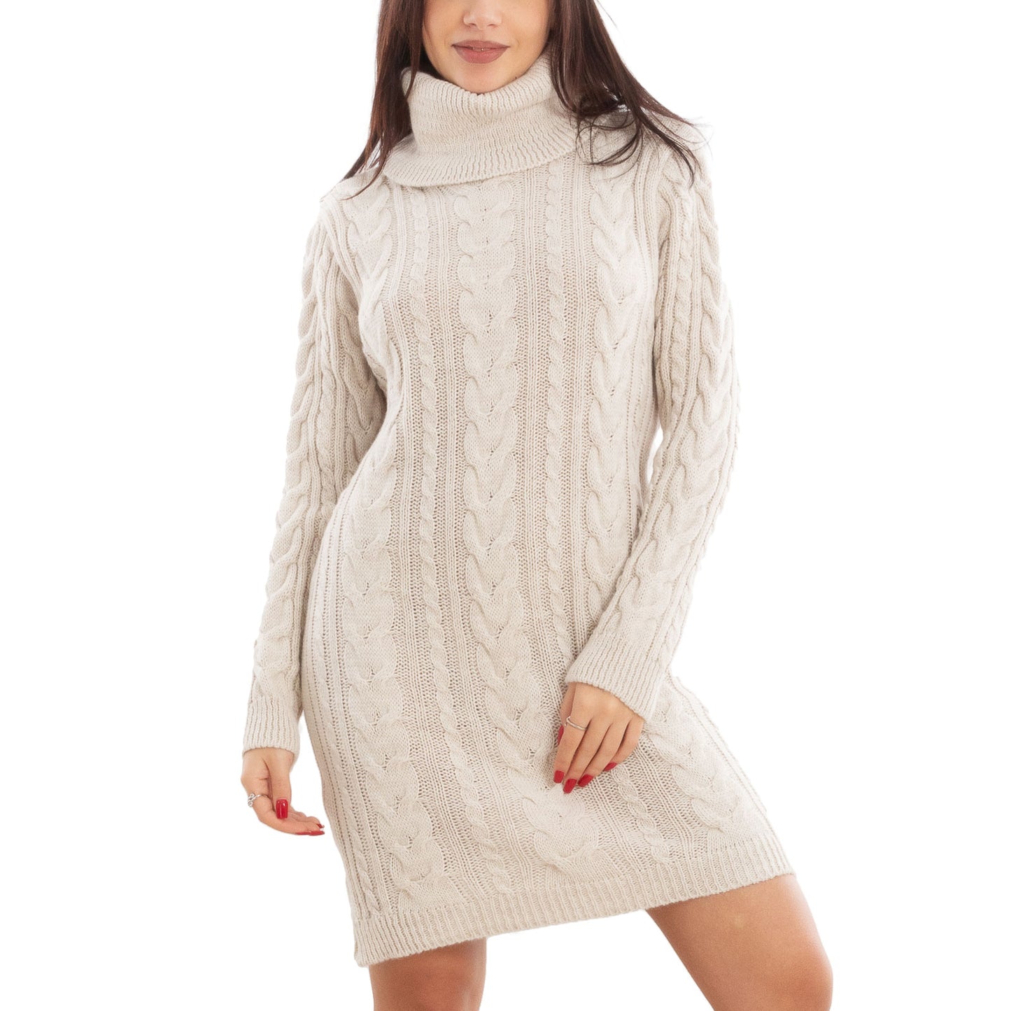 toocool maxi maglione donna miniabito vestito tricot collo alto vi 88320
