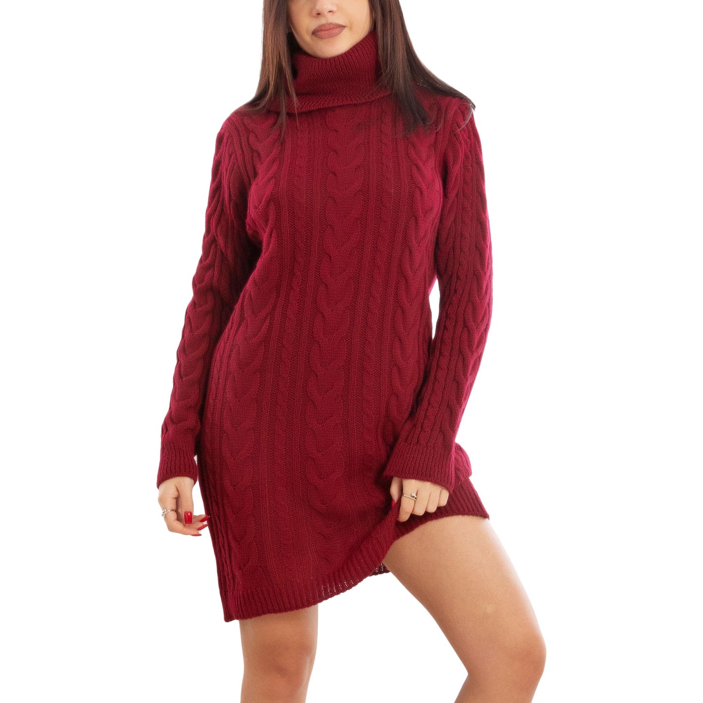 toocool maxi maglione donna miniabito vestito tricot collo alto vi 88320