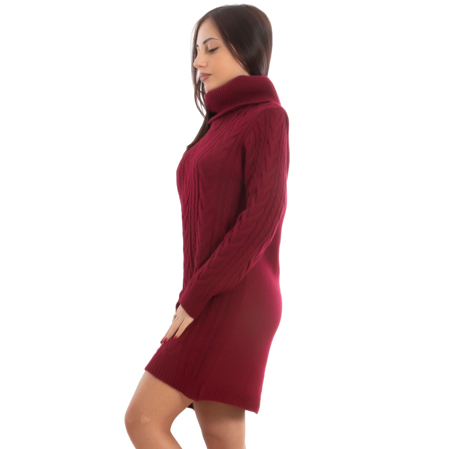 toocool maxi maglione donna miniabito vestito tricot collo alto vi 88320