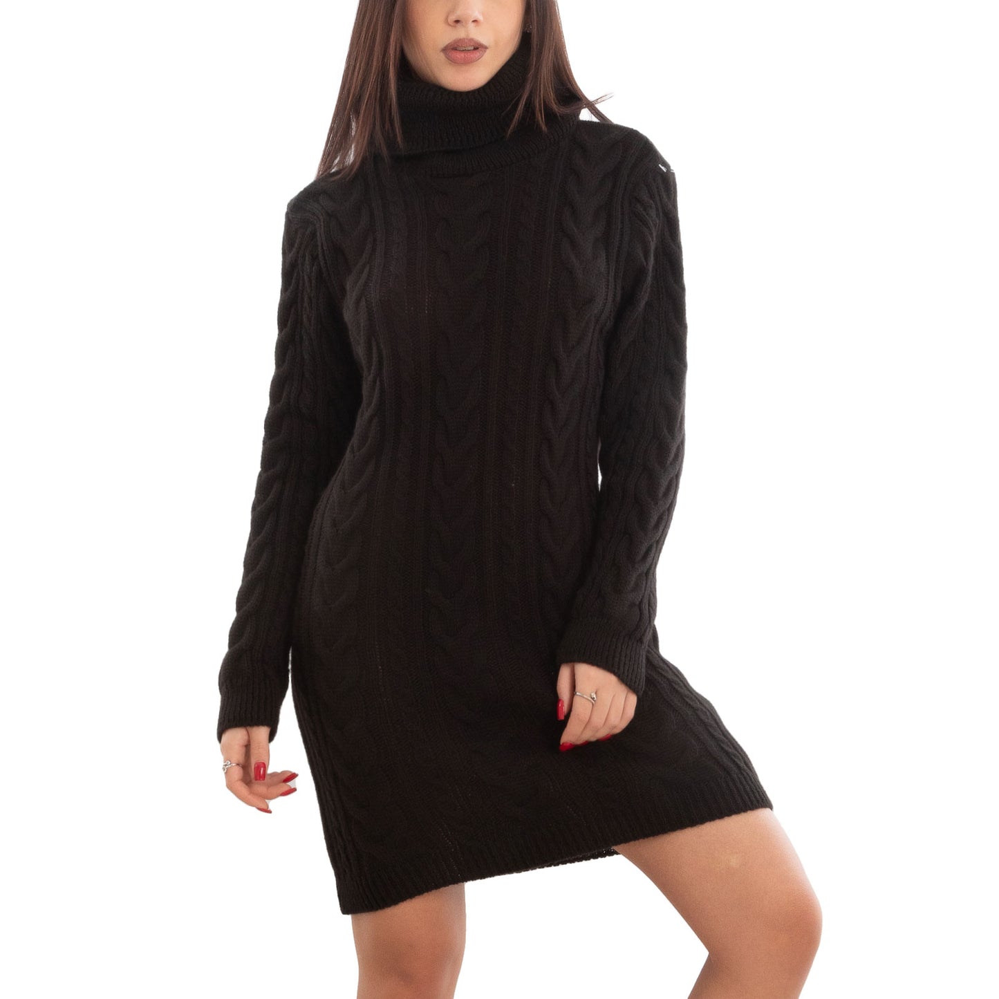 toocool maxi maglione donna miniabito vestito tricot collo alto vi 88320