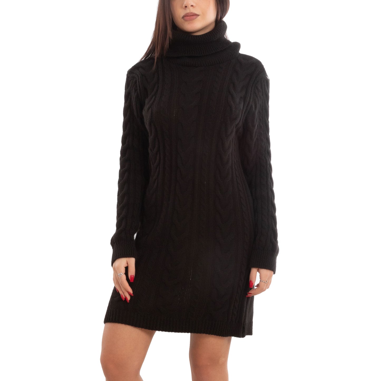 toocool maxi maglione donna miniabito vestito tricot collo alto vi 88320