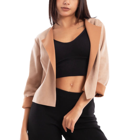 toocool giacca donna finta pelle scamosciata aperta 20868