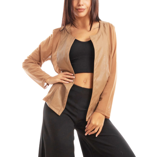 toocool giacca pelle sintetica donna velata elegante g987