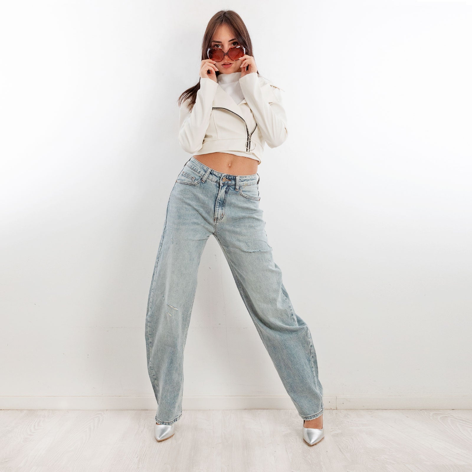 toocool jeans donna baggy banana pantaloni casual toocool dw1335