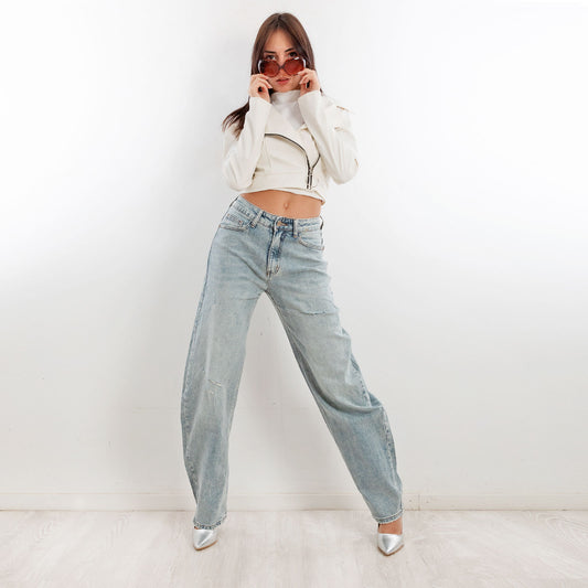 toocool jeans donna baggy banana pantaloni casual toocool dw1335