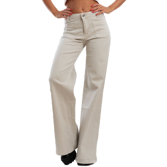 toocool jeans donna palazzo vita alta baggy denim colorati fx1219