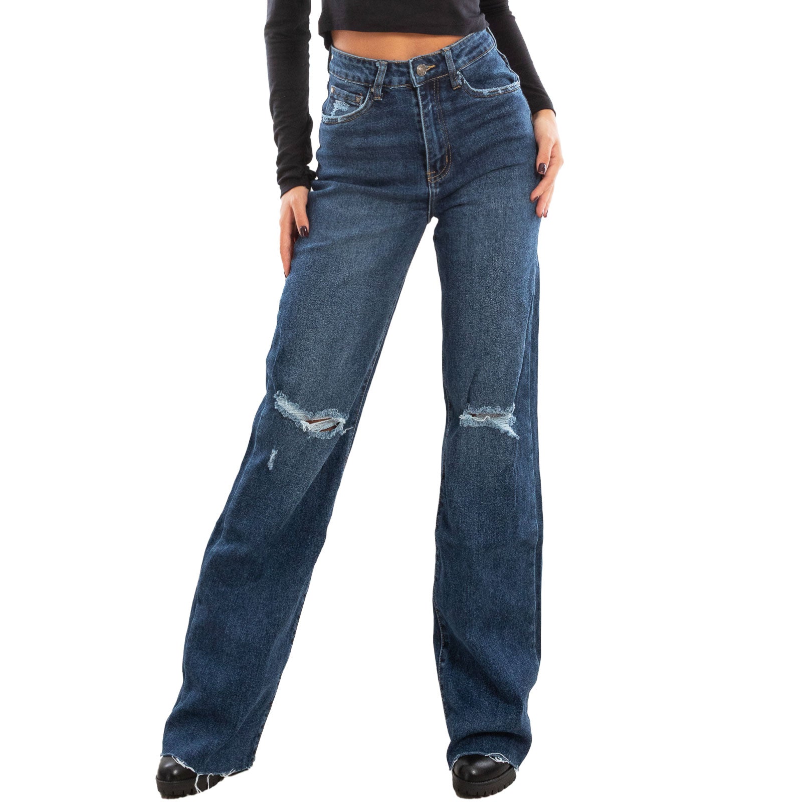 toocool jeans donna pantaloni palazzo baggy gamba larga vita alta denim toocool sj894 blu xs