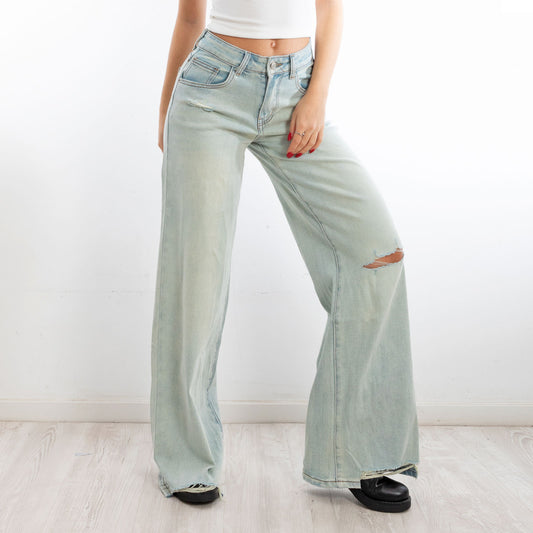 toocool jeans donna pantaloni strappati palazzo casual baggy dt126a