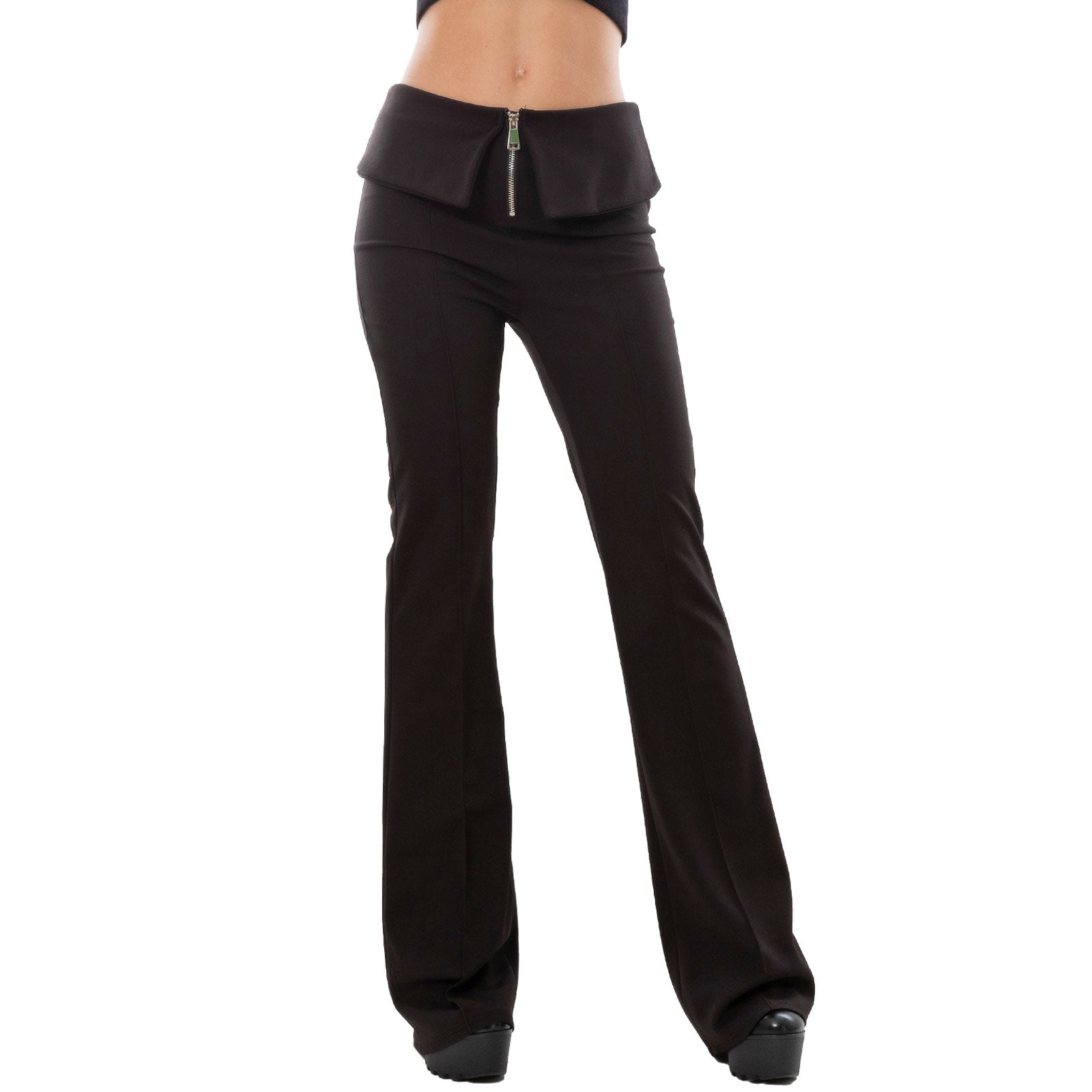 toocool pantaloni donna zampa vita alta campana eleganti elasticizzati flare toocool vb 15013 nero sm