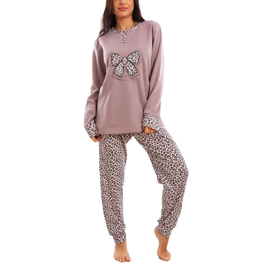 toocool pigiama donna felpato invernale leopardato caldo manica lunga pantaloni toocool q2237 nero m
