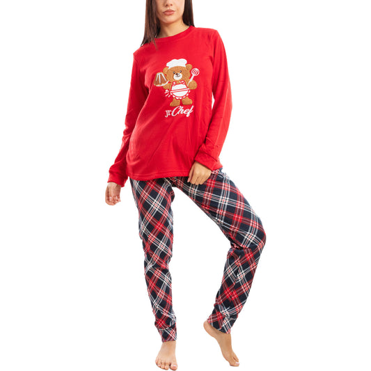 immagine-1-toocool-pigiama-donna-invernale-natale-scozzese-caldo-felpato-orso-tl17