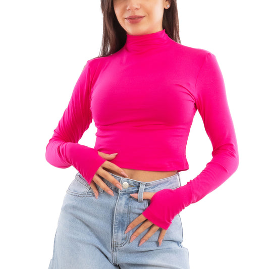 toocool top donna crop corto maniche lunghe foro per pollice blusa toocool vi 5317 nero sm