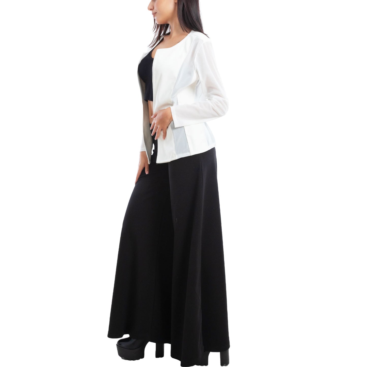 toocool giacca pelle sintetica donna velata elegante g987