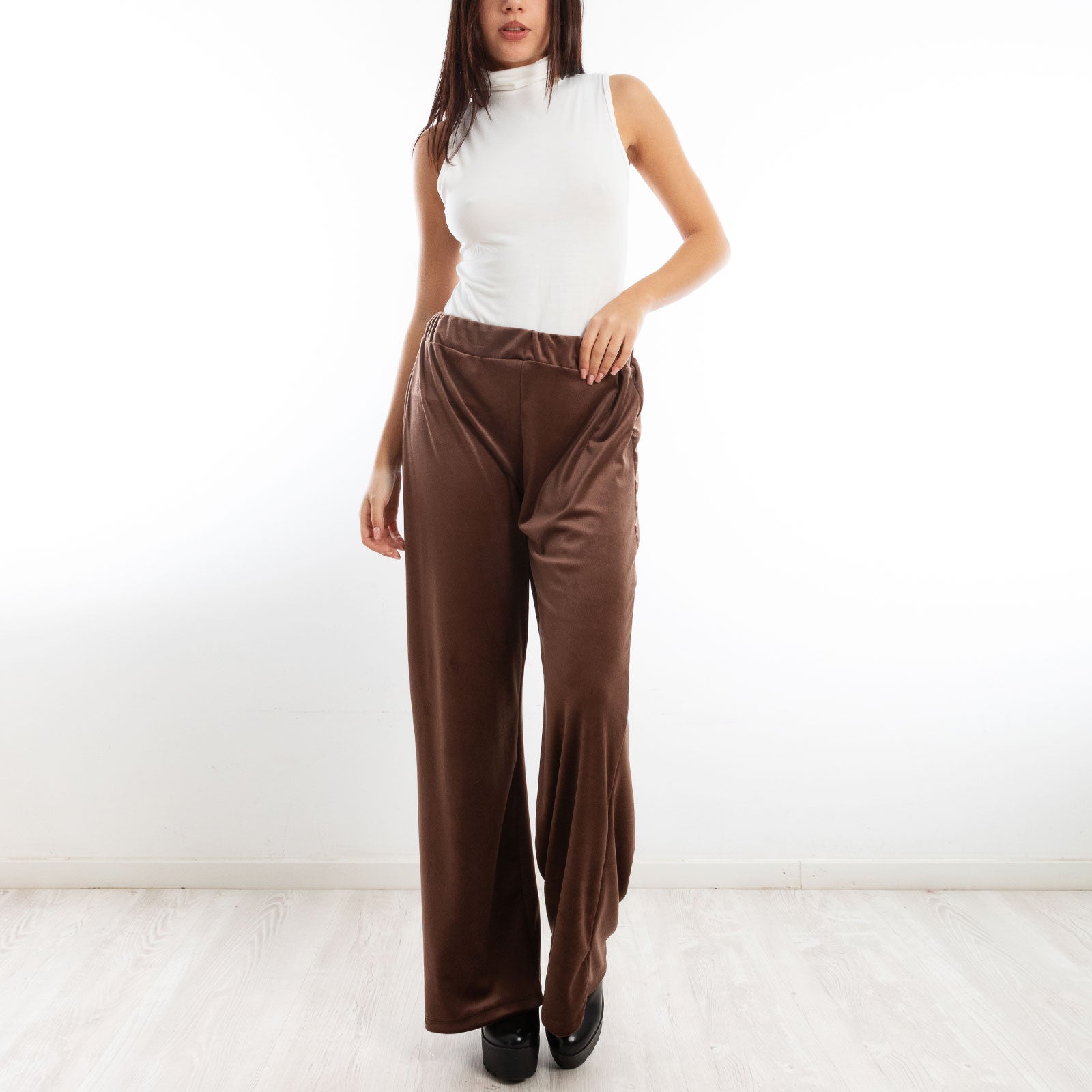 toocool pantaloni donna palazzo ciniglia velluto vi 5250