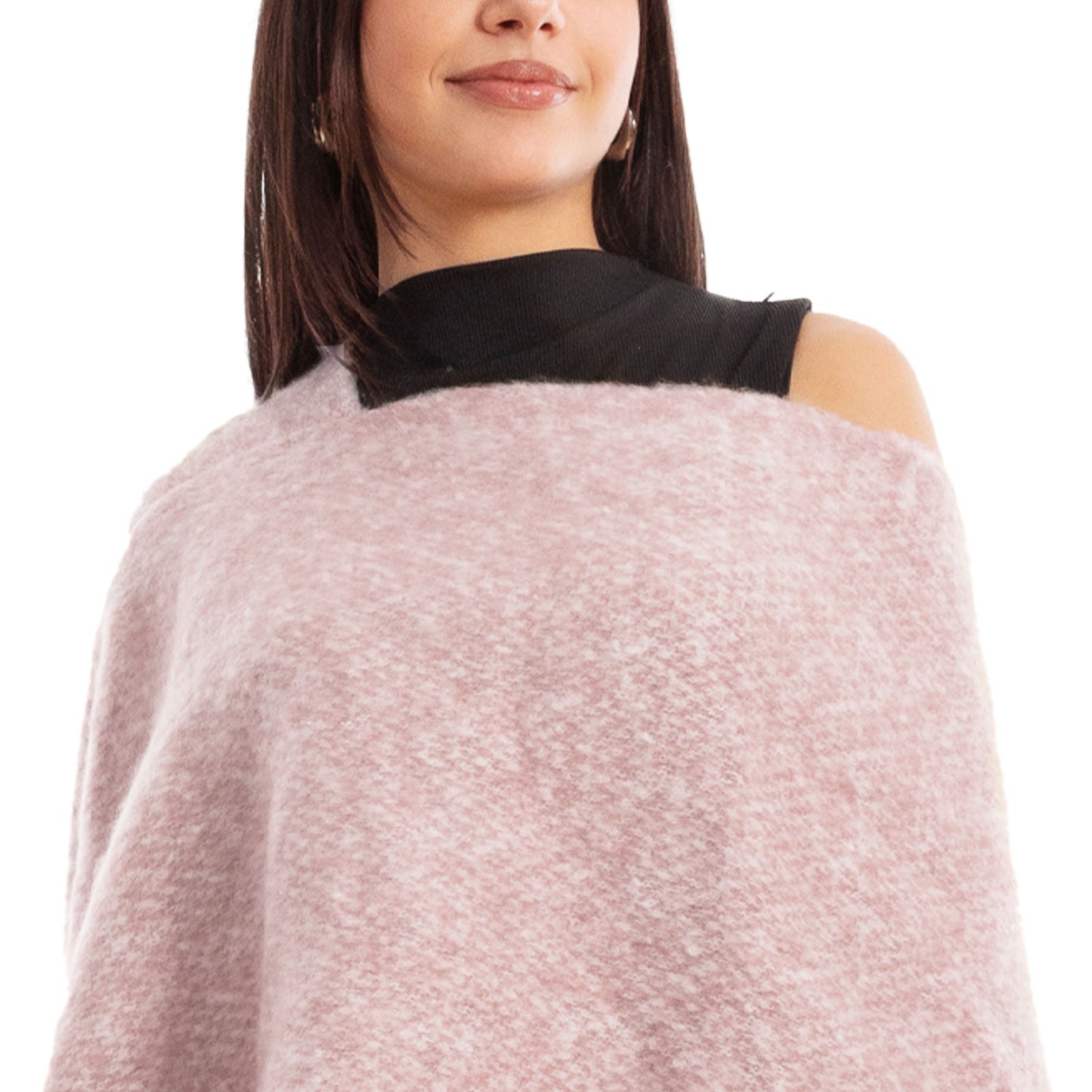 toocool poncho donna coprispalle mantella tricot caldo frange scialle lana toocool a302 nero taglia unica