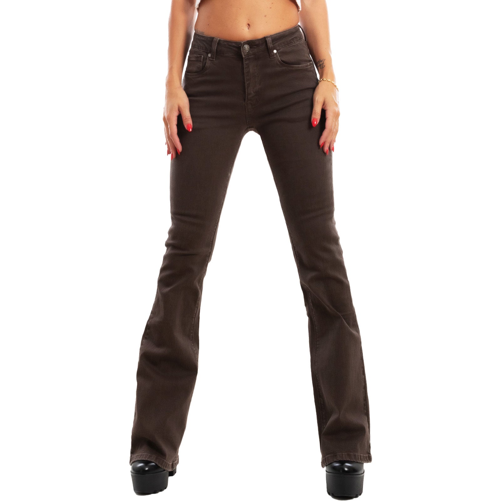 toocool jeans donna pantaloni zampa vita media push upfx1216