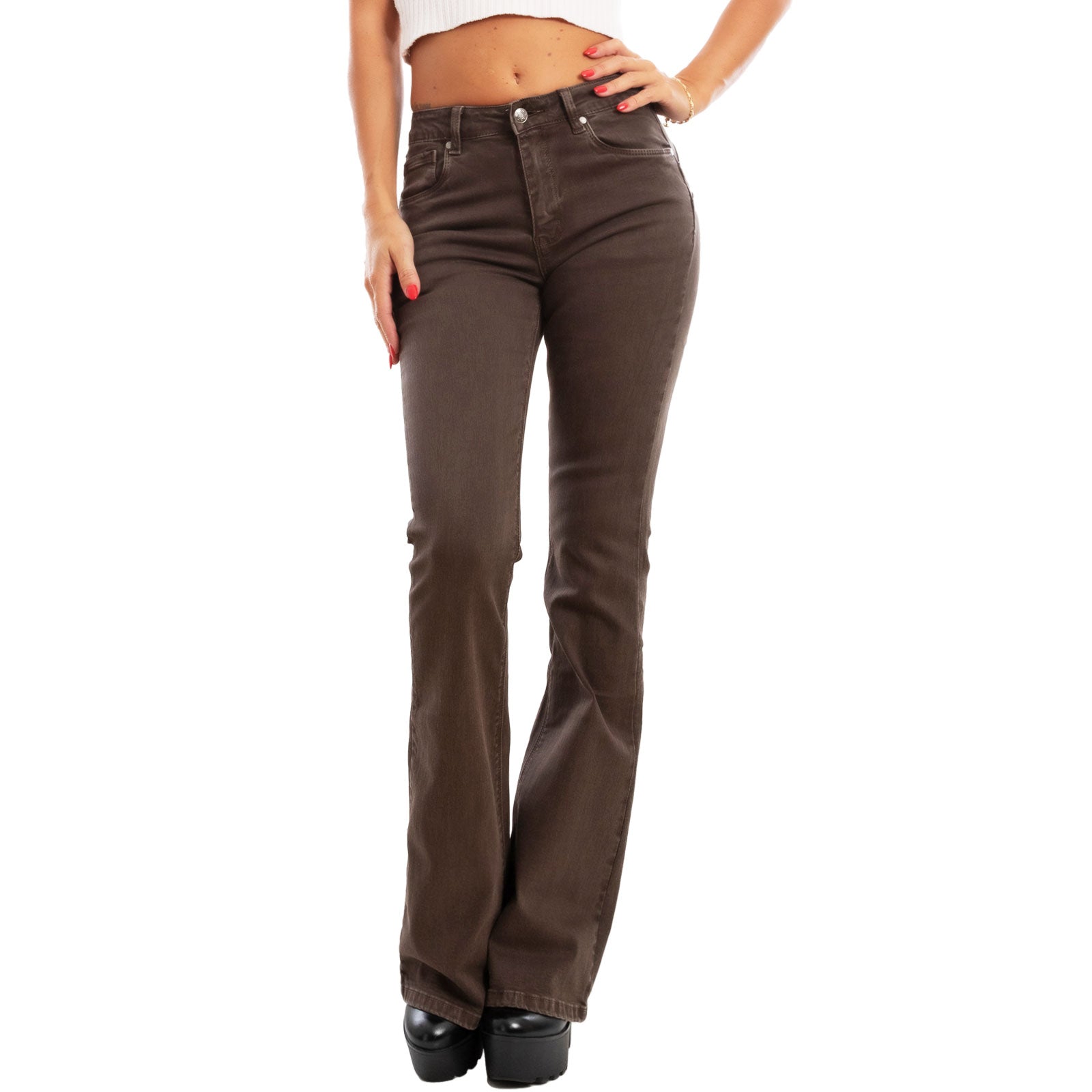 toocool jeans donna pantaloni zampa vita media push upfx1216