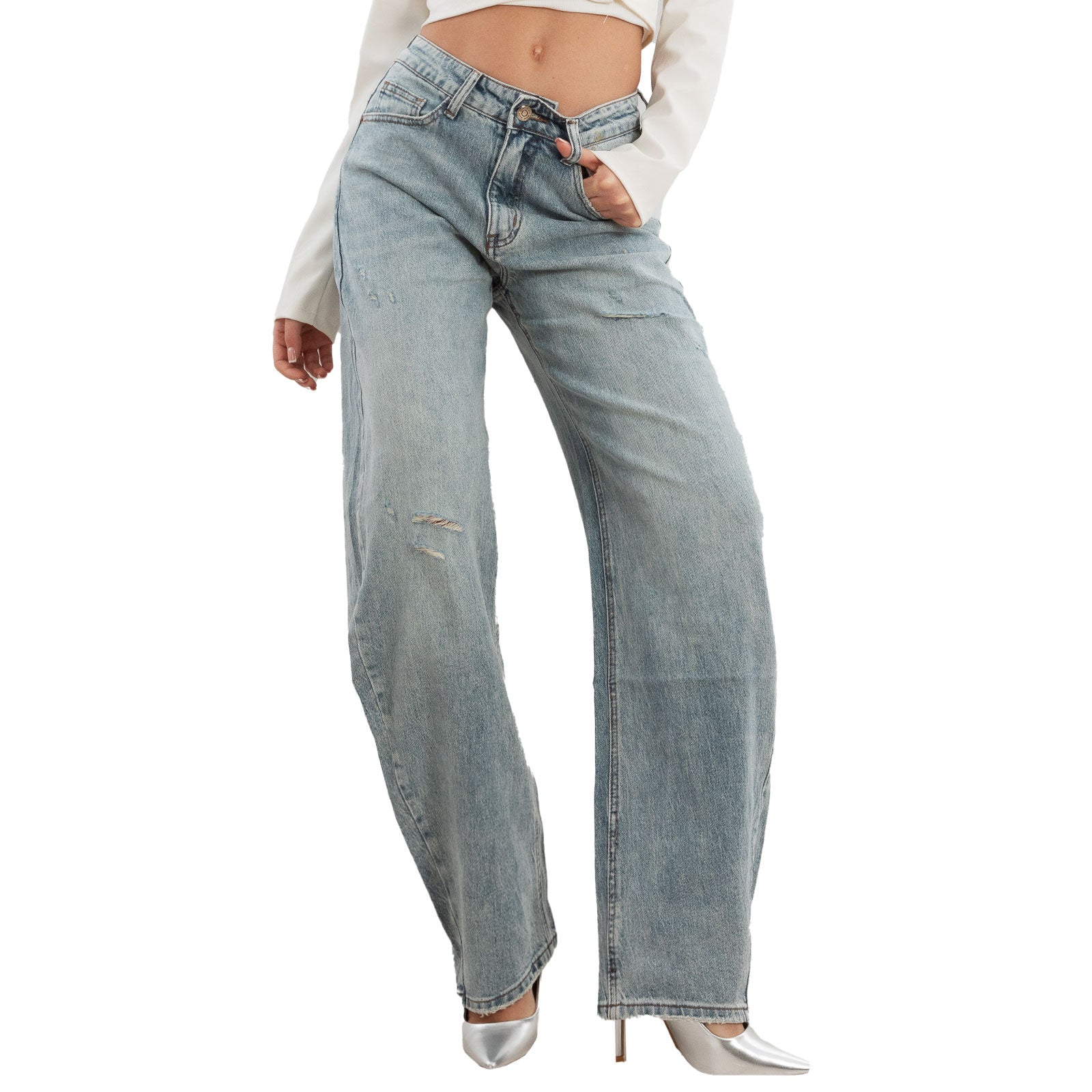 toocool jeans donna baggy banana pantaloni casual toocool dw1335