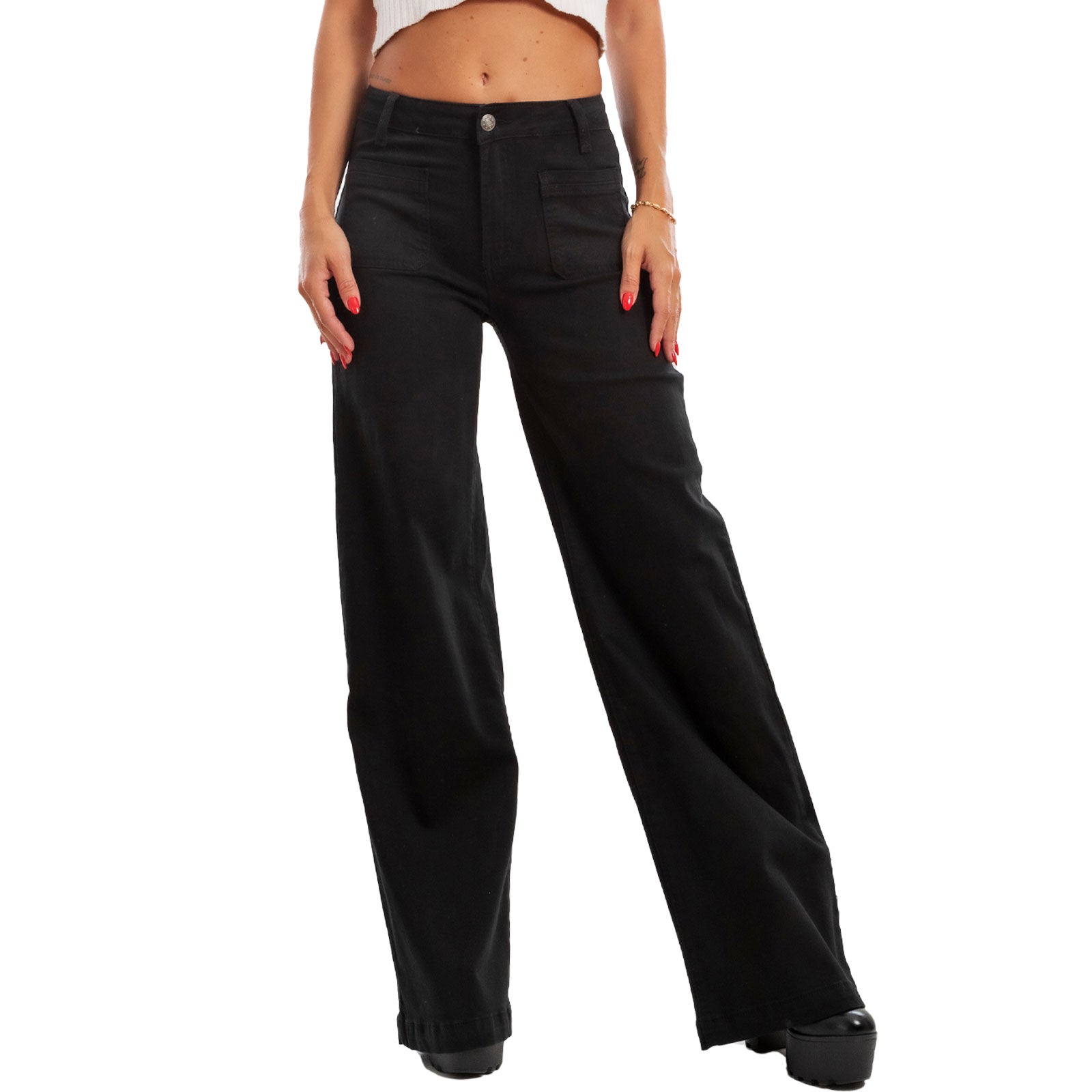 toocool jeans donna palazzo vita alta baggy denim colorati fx1219