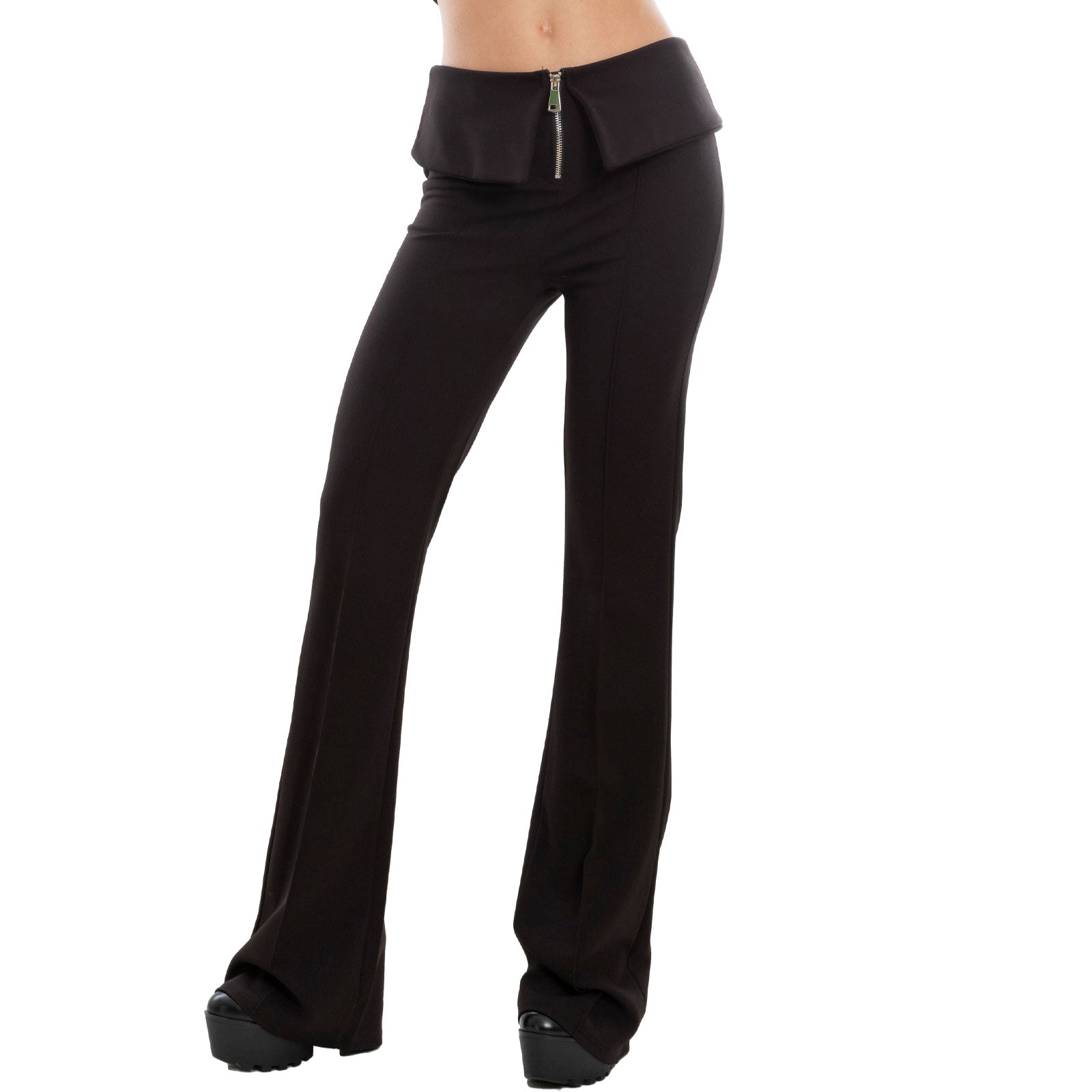toocool pantaloni donna zampa vita alta campana eleganti elasticizzati flare toocool vb 15013 nero sm