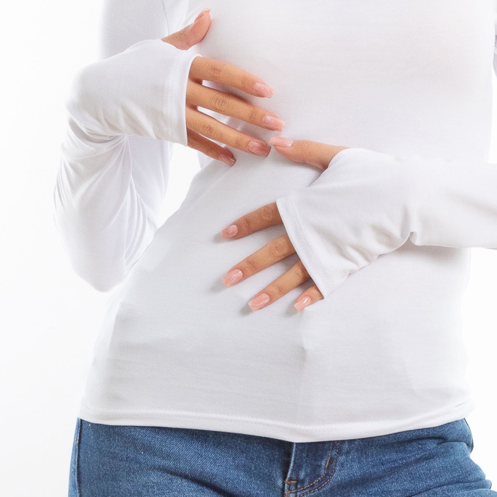 toocool maglia donna blusa maniche lunghe foro per pollice vi 5255