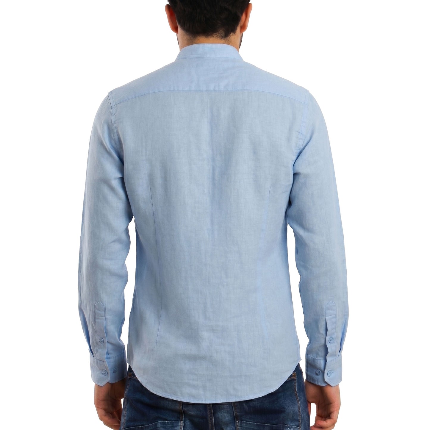 toocool camicia uomo misto lino maniche lunghe bottone regolabile collo alla coreana toocool z 909 nero s