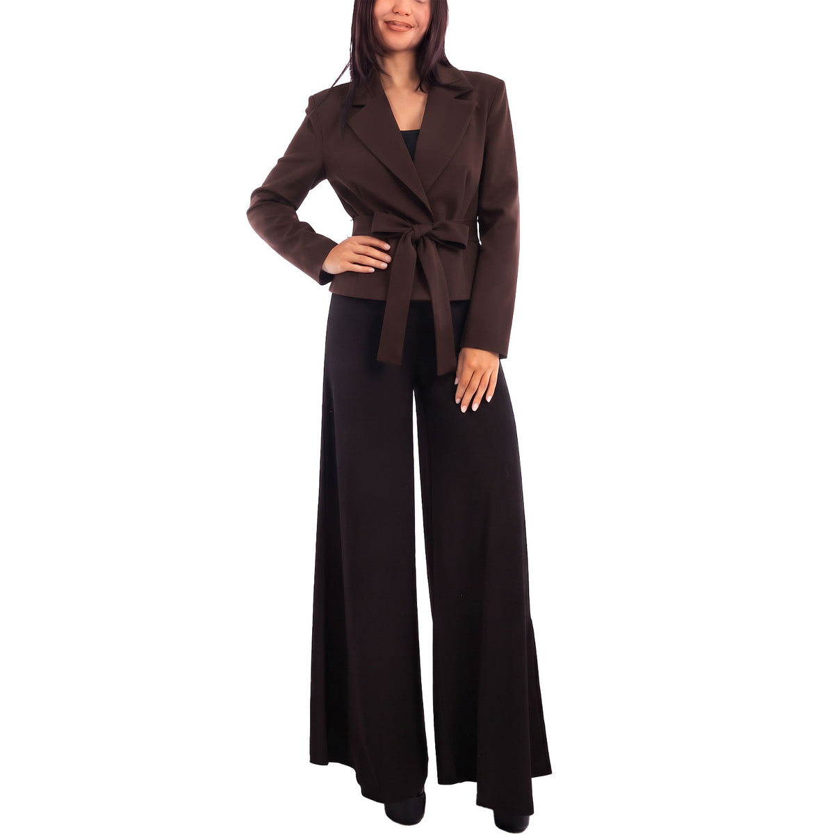 toocool giacca donna sfoderata elegante cintura coprispalle toocool vi 56210 nero taglia unica