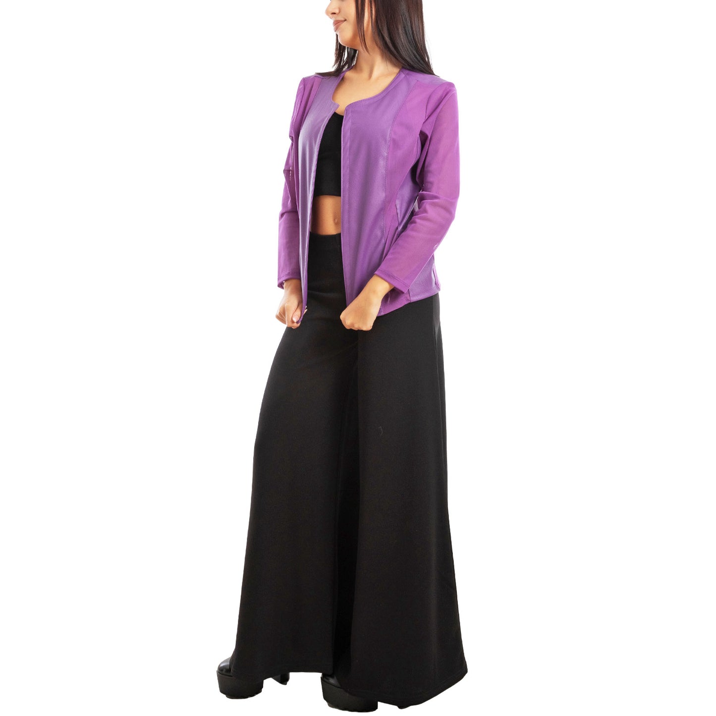 toocool giacca pelle sintetica donna velata elegante g987