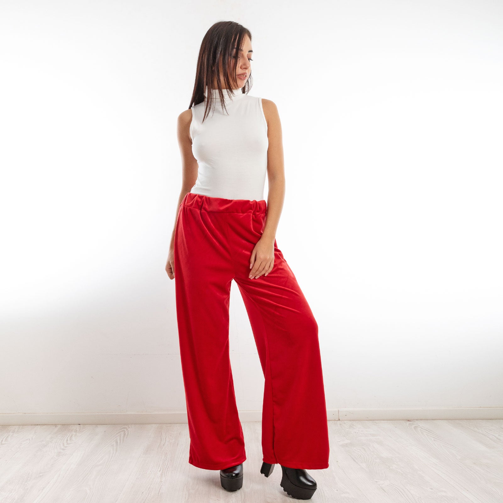 toocool pantaloni donna palazzo ciniglia velluto vi 5250