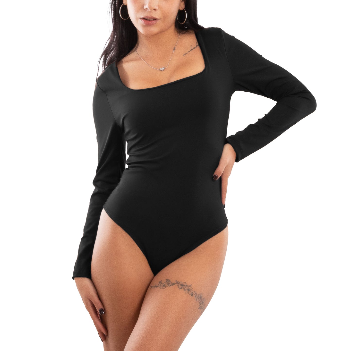 toocool body donna aderente scollato manica lunga basic bodysuit scollo quadrato toocool vi 5920 nero sm
