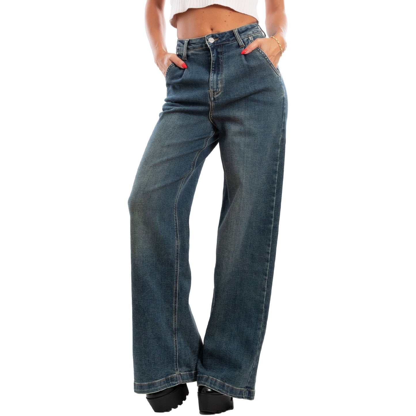 immagine-3-toocool-jeans-palazzo-denim-vita-alta-pantaloni-fx1209