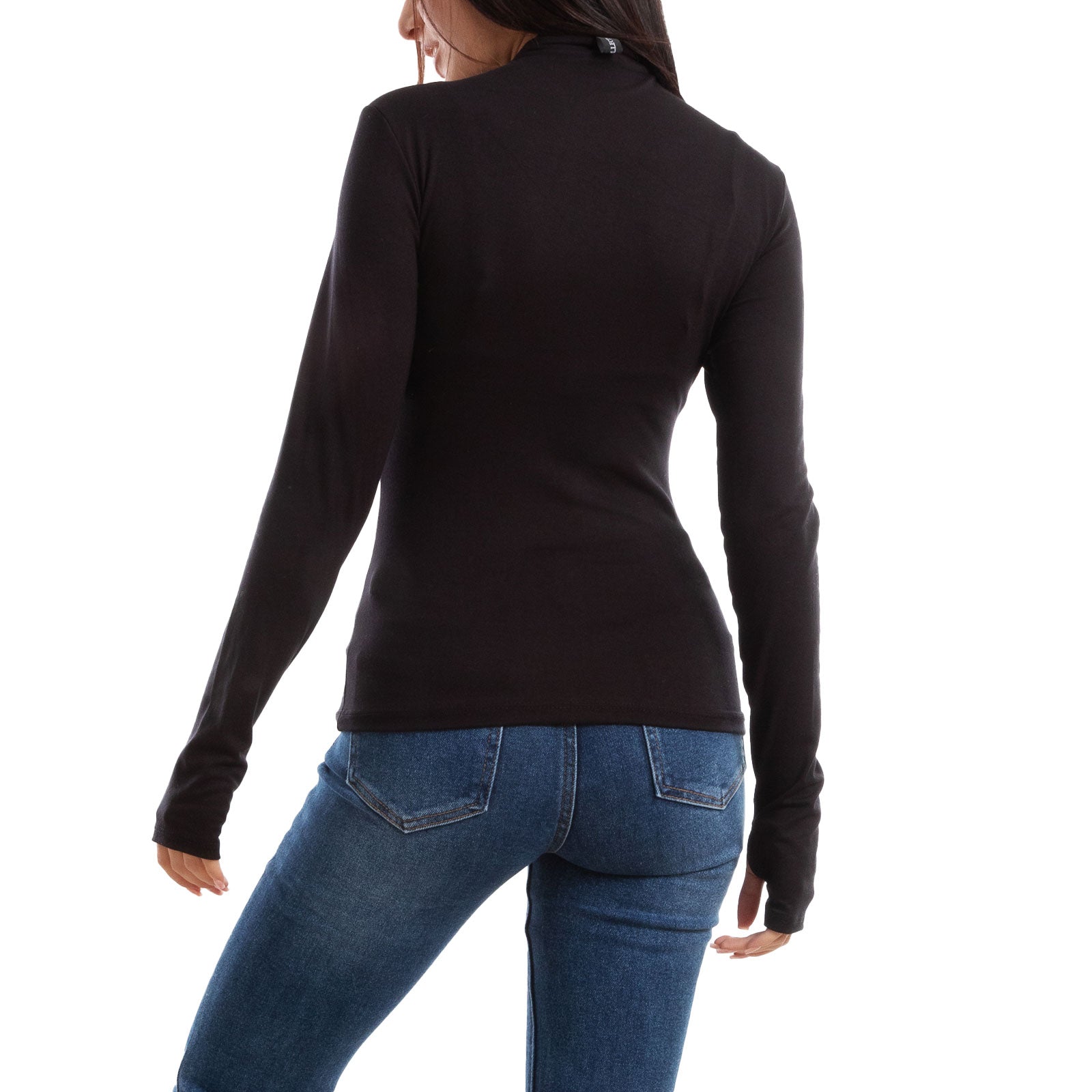 toocool maglia donna blusa maniche lunghe foro per pollice vi 5255